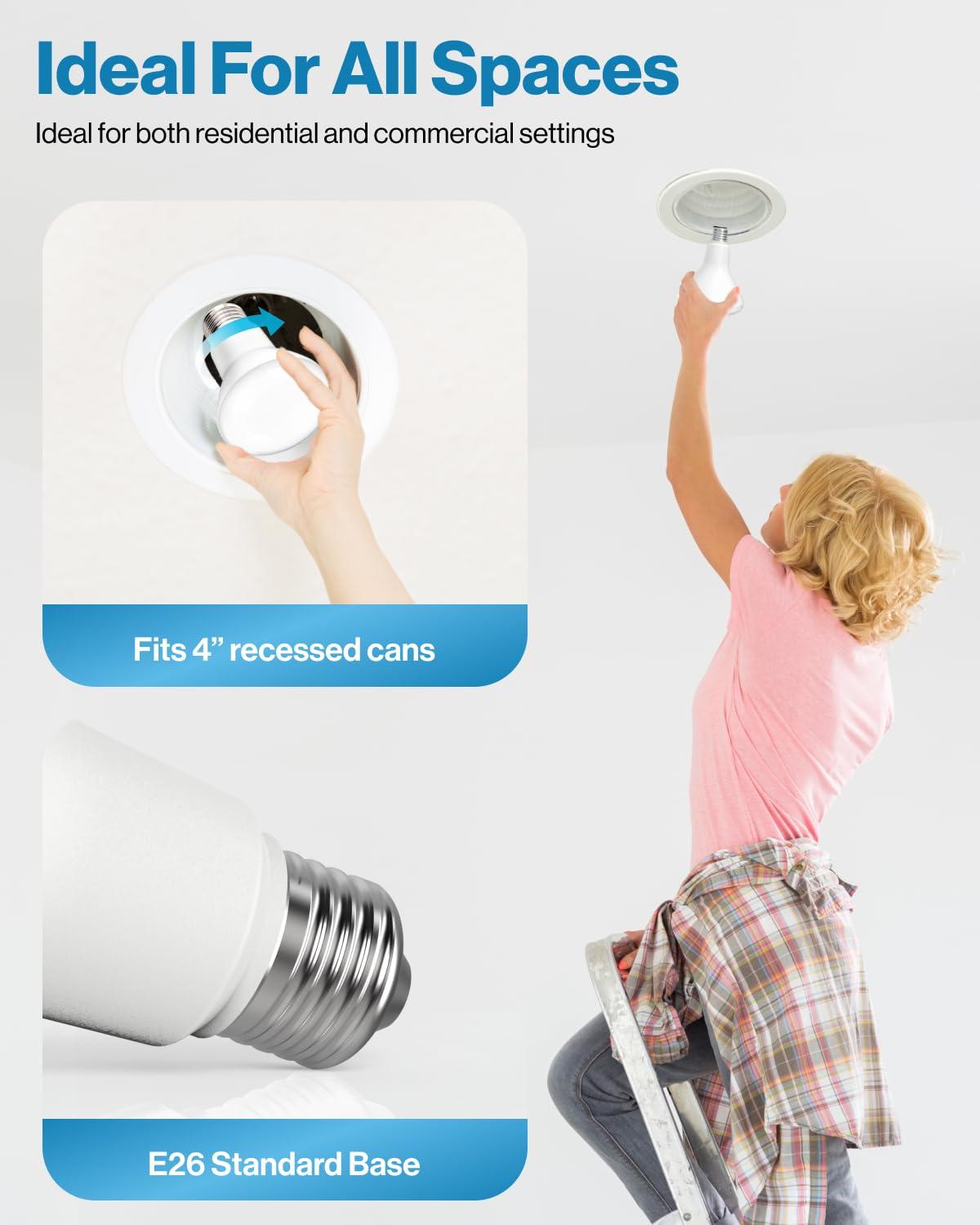 Sunco Lighting Sunco 6 Pack BR20 LED Bulbs Indoor Flood Light R20 Dimmable CRI93 3000K Warm White 50W Equivalent to 7W, E26 Medium Base, Recessed Can Lights for Home Living Area Ceiling Lights - UL