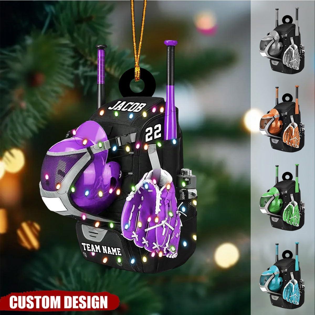 Generic Personalized Baseball Bag with Helmet & Gloves Christmas Ornament Gift For Baseball Lovers 2024 Personalized Christmas Tree Ornament for Baseball Lovers Baseball Glove Bat and Ball Ornament