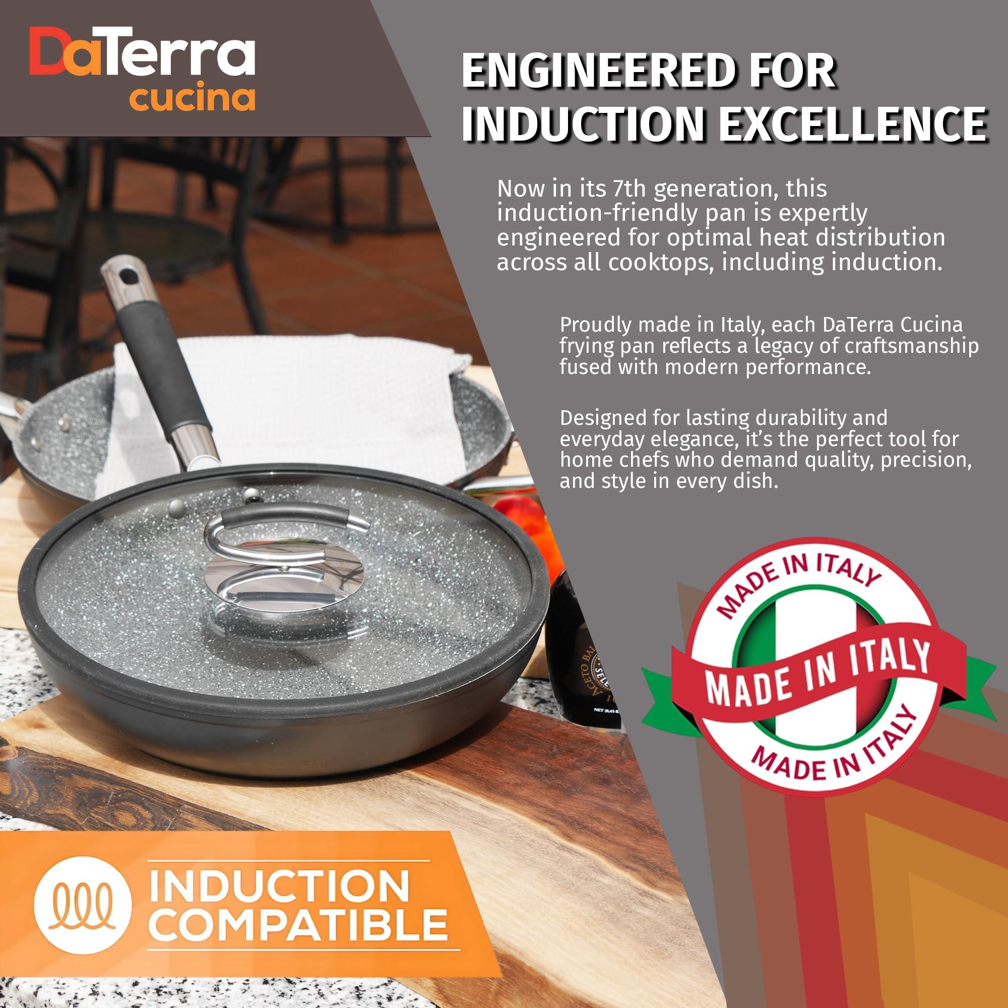 DaTerra Cucina DaTerra Cucina 11 Nonstick Frying Pan w/Lid | Made in Italy | PTFE, Cadmium, Lead and PFOA free proprietary nontoxic ceramic coating