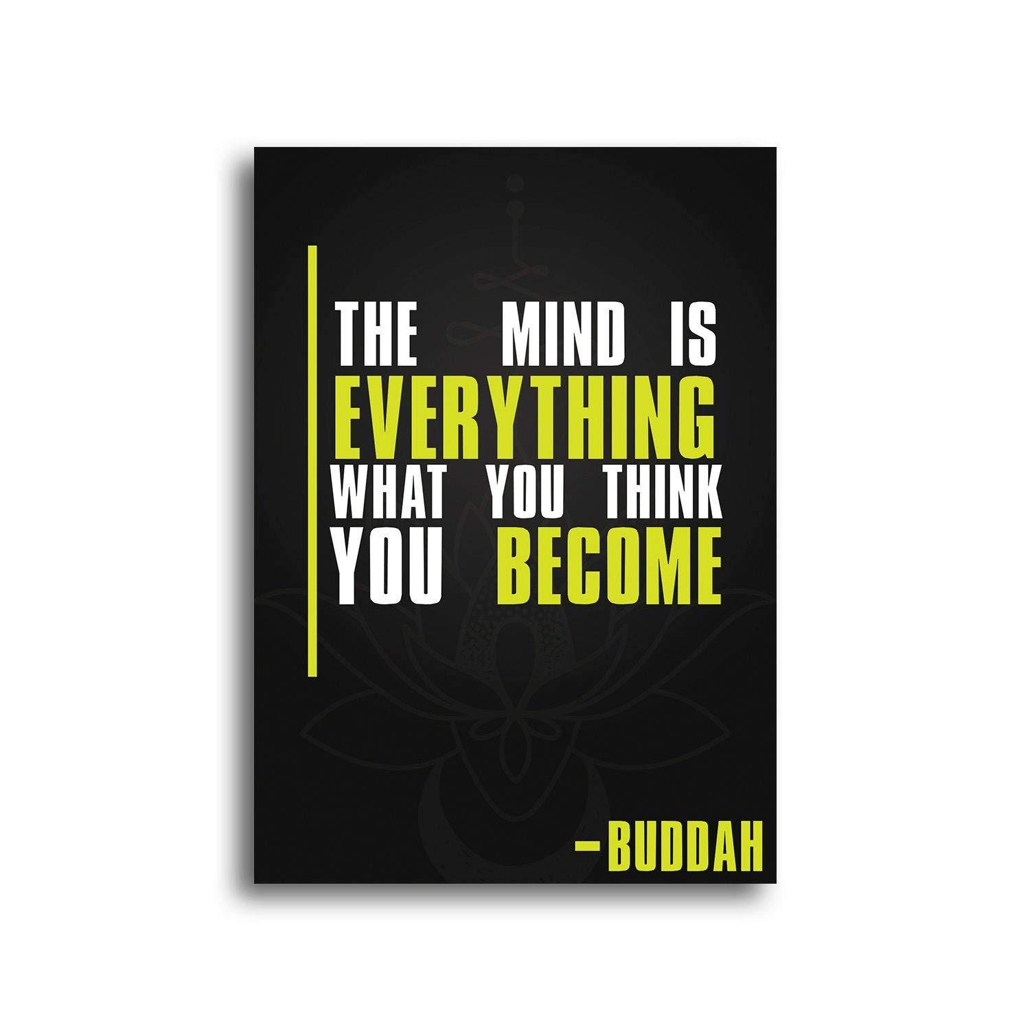 Decords Motivational Quote Wall Poster Print Art - Inspiring Motivation Positive Printable Gift - Buddah The Mind is Everything What You Become