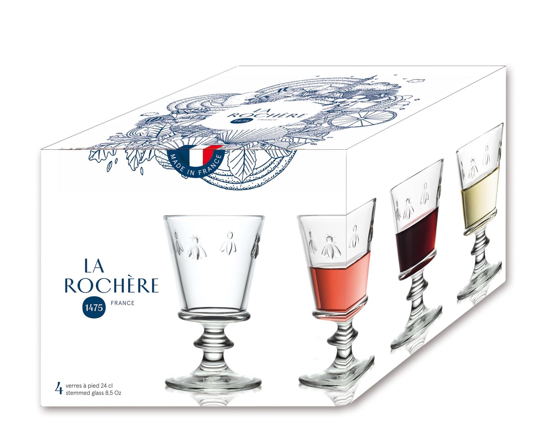 La Rochère La Rochere Napoleon Bee Stemmed Wine Glass Set of 6 Vintage Wine Glasses La Rochere Bee Glassware Sets (9 oz)