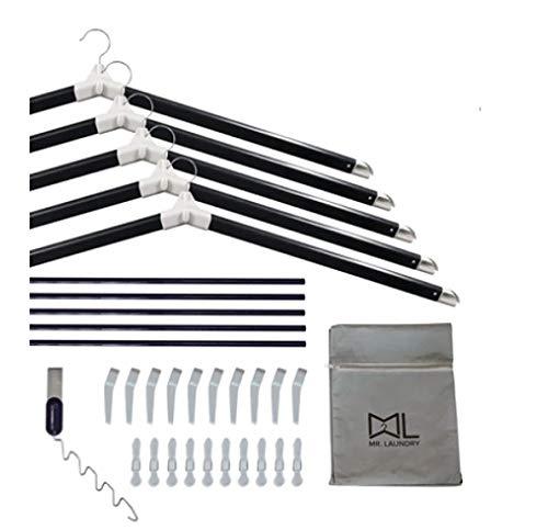 Mr. Laundry Clothes Drying Rack - Laundry Butler 5 Hanger Deluxe Set - Energy and Space Saving Design