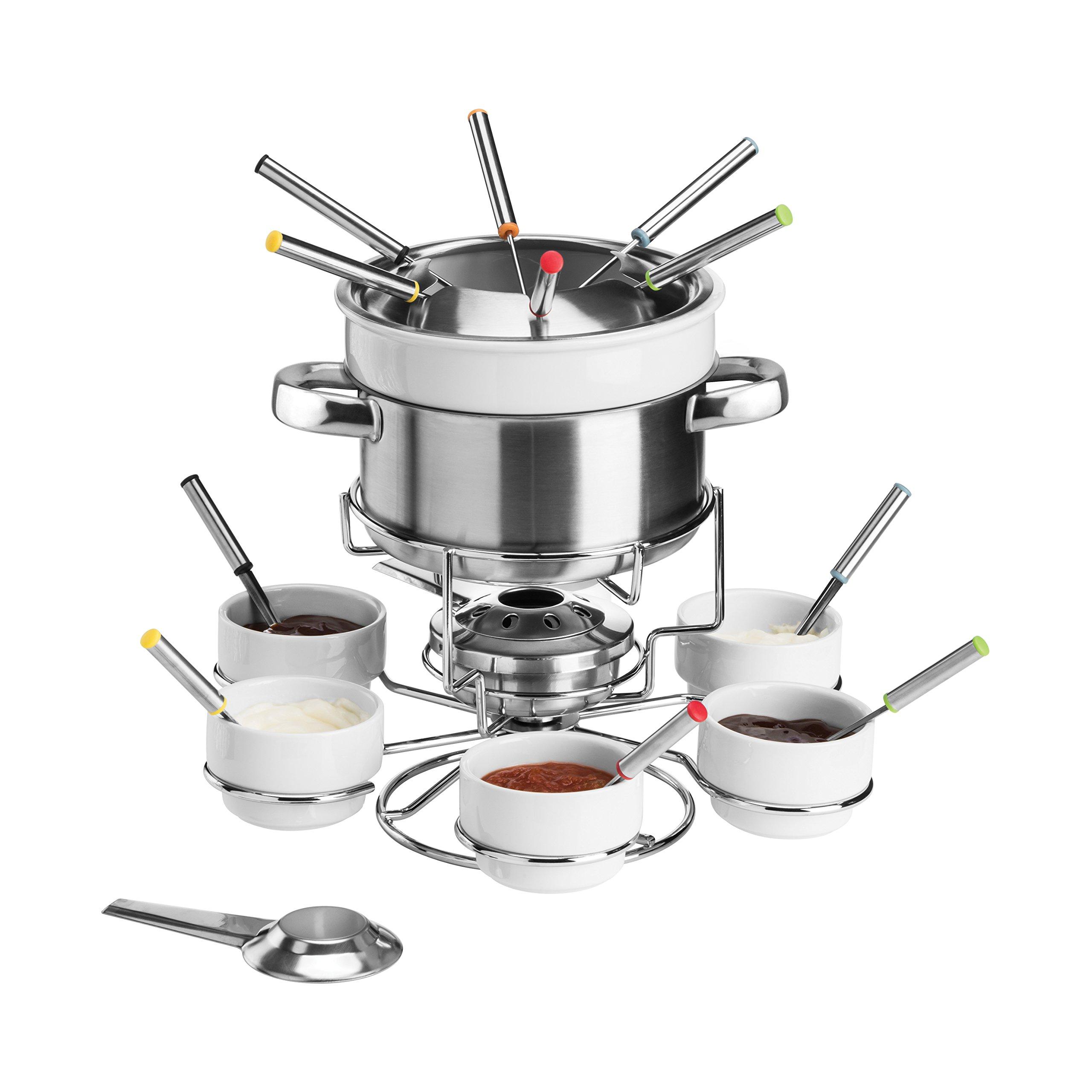 Premier Premier Housewares Stainless Steel/Porcelain Fondue Set - White