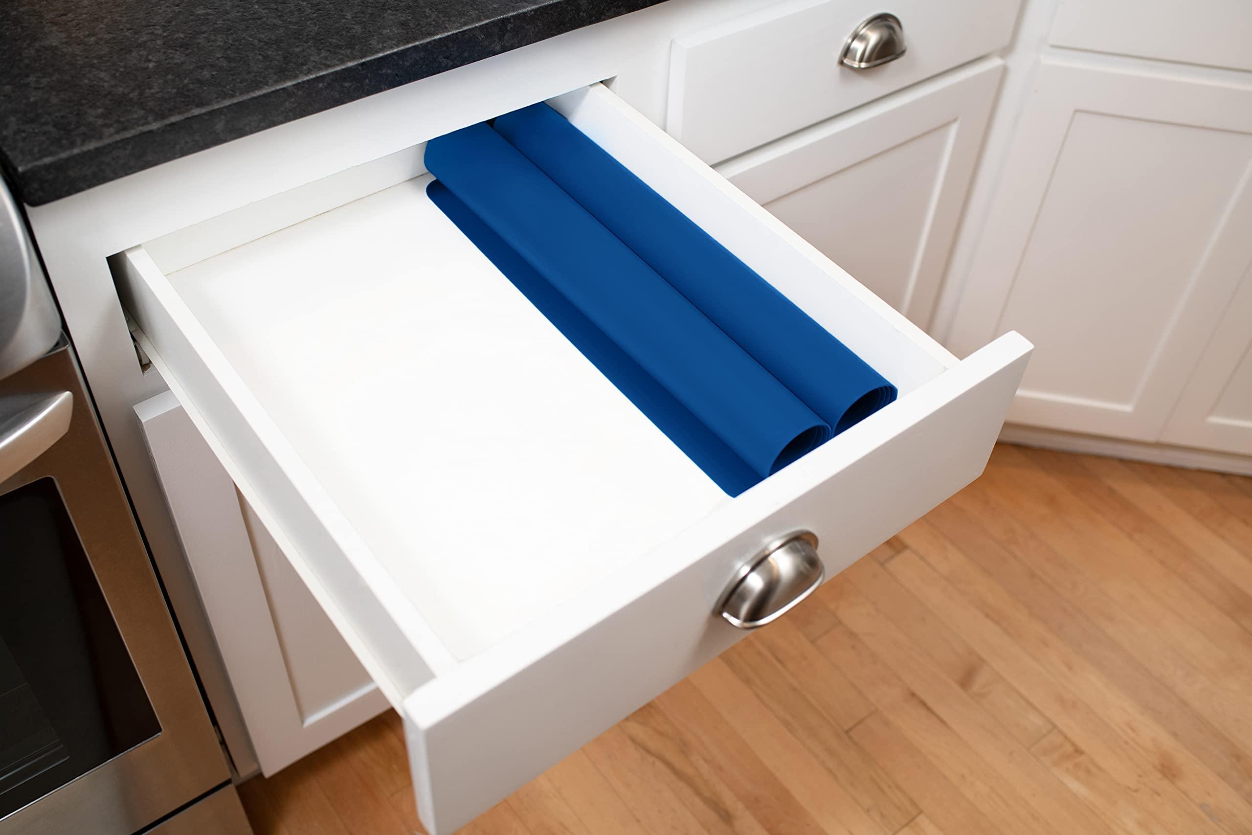 gasare gasar, Set of 2, Extra Large, Thick, Silicone Mats for Kitchen Counter, Heat Resistant Mats, Countertop Protector, Non-Slip, Easy to Clean, 25 x 17 Inches x 1.4mm, Blue