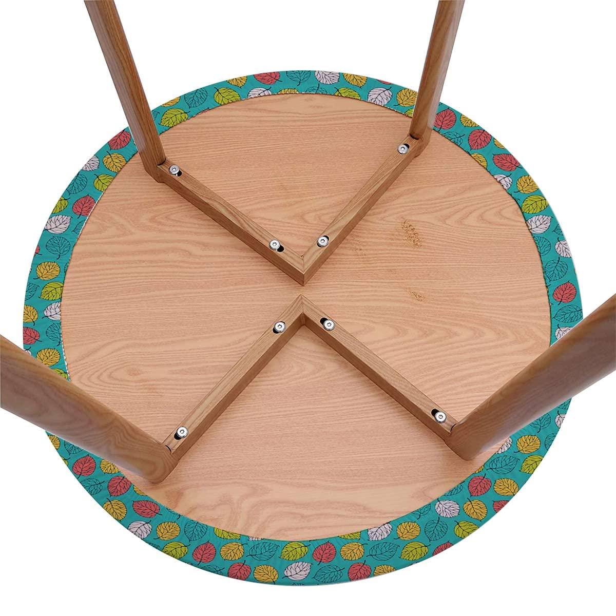 NJZOXR NJZOXR Round Fitted Table Cloth Cover Elastic Edged Fitted Table Cloths Cover Mat Colorful Abstract Leaves Art Fits up 40\"-44\" Diameter Tables