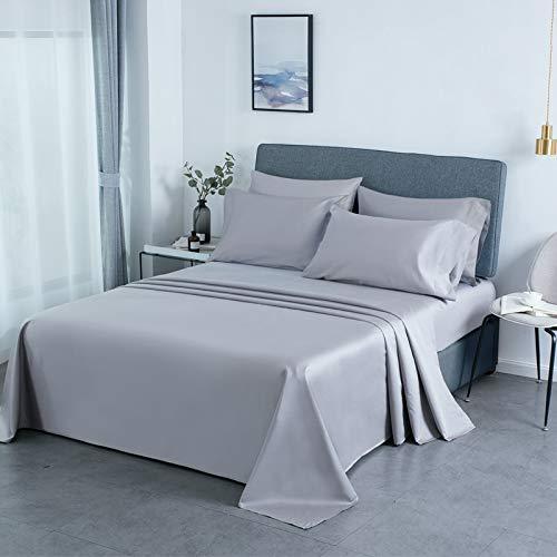 Roch Linen 7 Pc Silk Satin Sheet Set - Pure Silk Sheets - Silk Satin Fitted - Silk Satin Flat - Silk Satin Duvet Cover - Silk Satin Pillowcase - Skin Friendly Silk Satin Sheet Set - (Full Royal Blue)