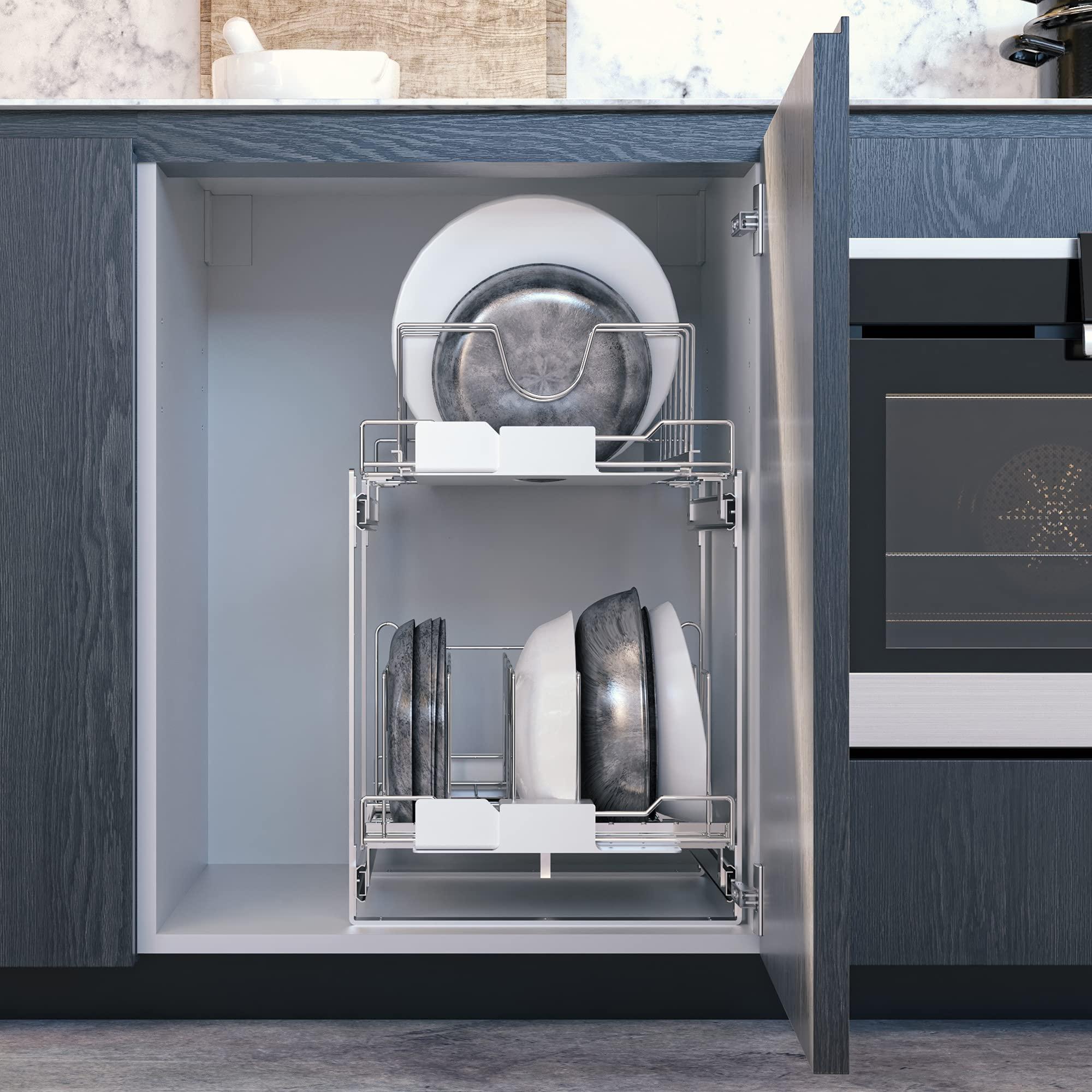 Home Zone Living Home Zone Living Pull Out Kitchen Cabinet Organizer with Two Tiers of Storage, 15 W x 20 D