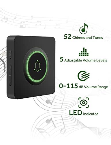 AVANTEK AVANTEK Wireless Doorbell over 1300 Feet Wireless Range, DB-21 Waterproof Door Bell Kit with 2 Buttons, 56 Melodies & 5 Volume Levels