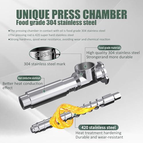 Fablestoryem Electric Oil Press Machine,Cold Hot Press All Stainless Steel Oil Extractor,820W Food Grade Automatic Oil Extractor for Commercial Home,Peanut Sesame Canola Coconut Sunflower Seeds,110V