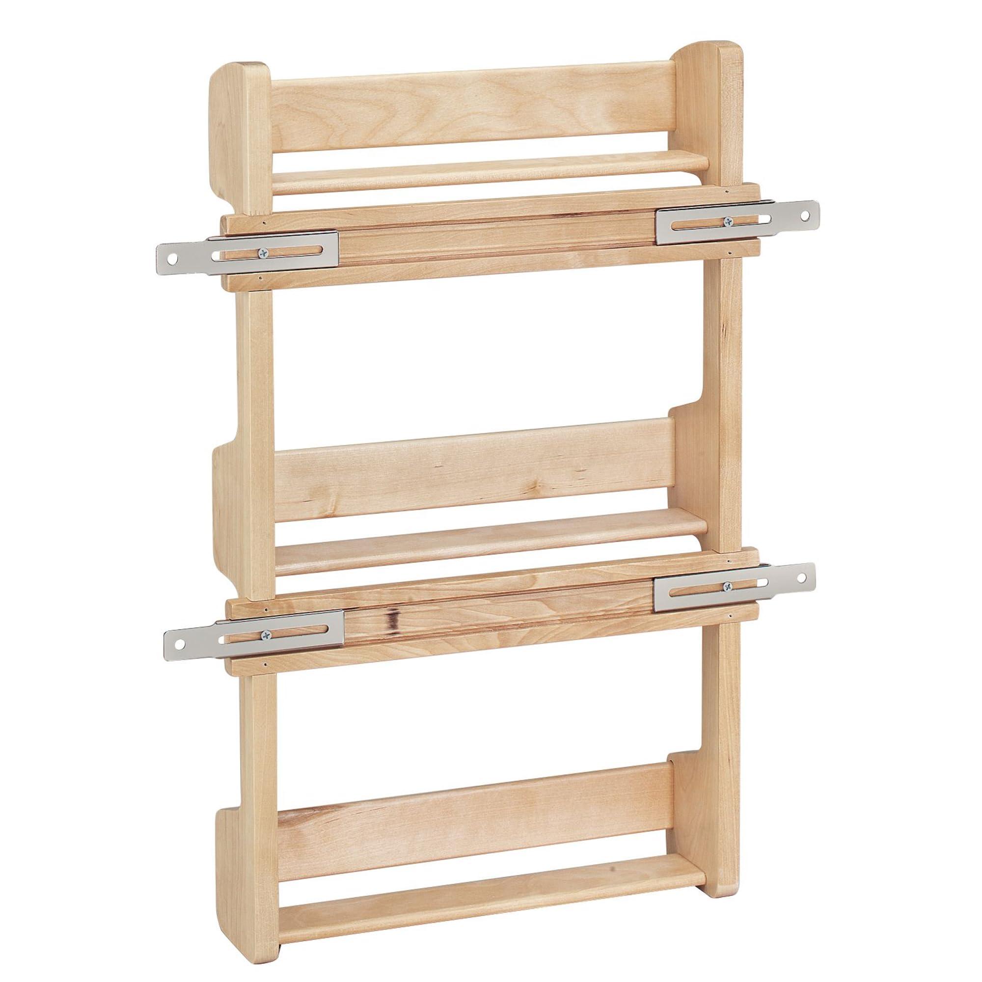 Rev-A-Shelf Rev-A-Shelf 15\" 3 Tiered Pull Out Shelf Organizer for Kitchen Cabinets, Pantry Storage Spice Seasoning Rack, Door/Wall Mounted, Maple Wood, 4SR-15