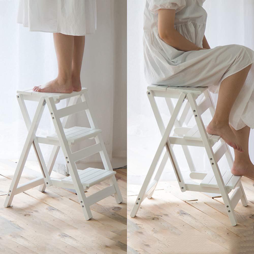 necessities Ladder Home Two-Story Ladder Shelf-Foldable Telescopic/Convenient Storage, Environmentally Friendly Solid Wood Ladder Wooden Folding Ladder