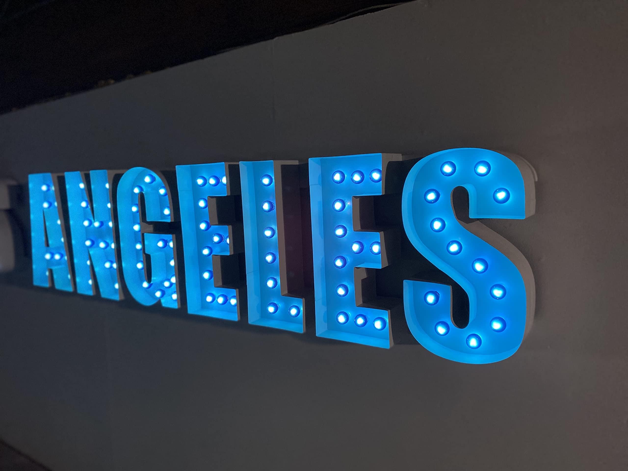 Generic Custom Marquee Sign Letters | Large Marquee Letters 3ft Tall | Marquee Letters 3 feet tall | Bar Sign With Lights | Los Angeles Wall Art (6, White)