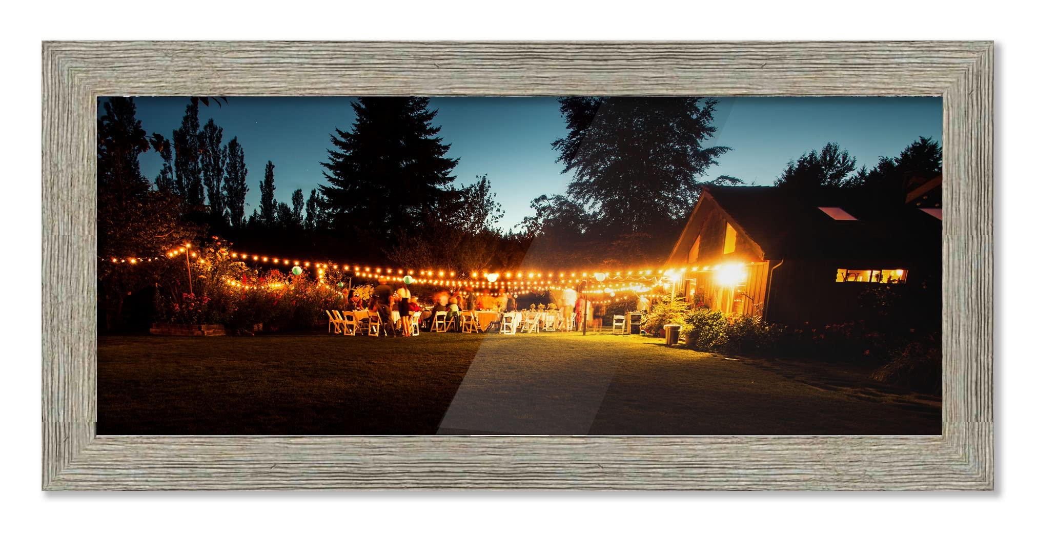 CountryArtHouse CountryArtHouse 35x11 Frame Gray Barnwood Picture Frame Includes UV Acrylic Plexiglass, Acid Free Foam Backing Board and Hanging Hardware