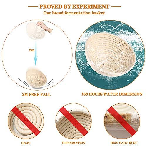 BabyFoxy 2 pack of mini 5 Inch Round Brotform Banneton Proofing Basket Bread Bowl for Baking Dough (Bonus Linen Cover) (5 inch)