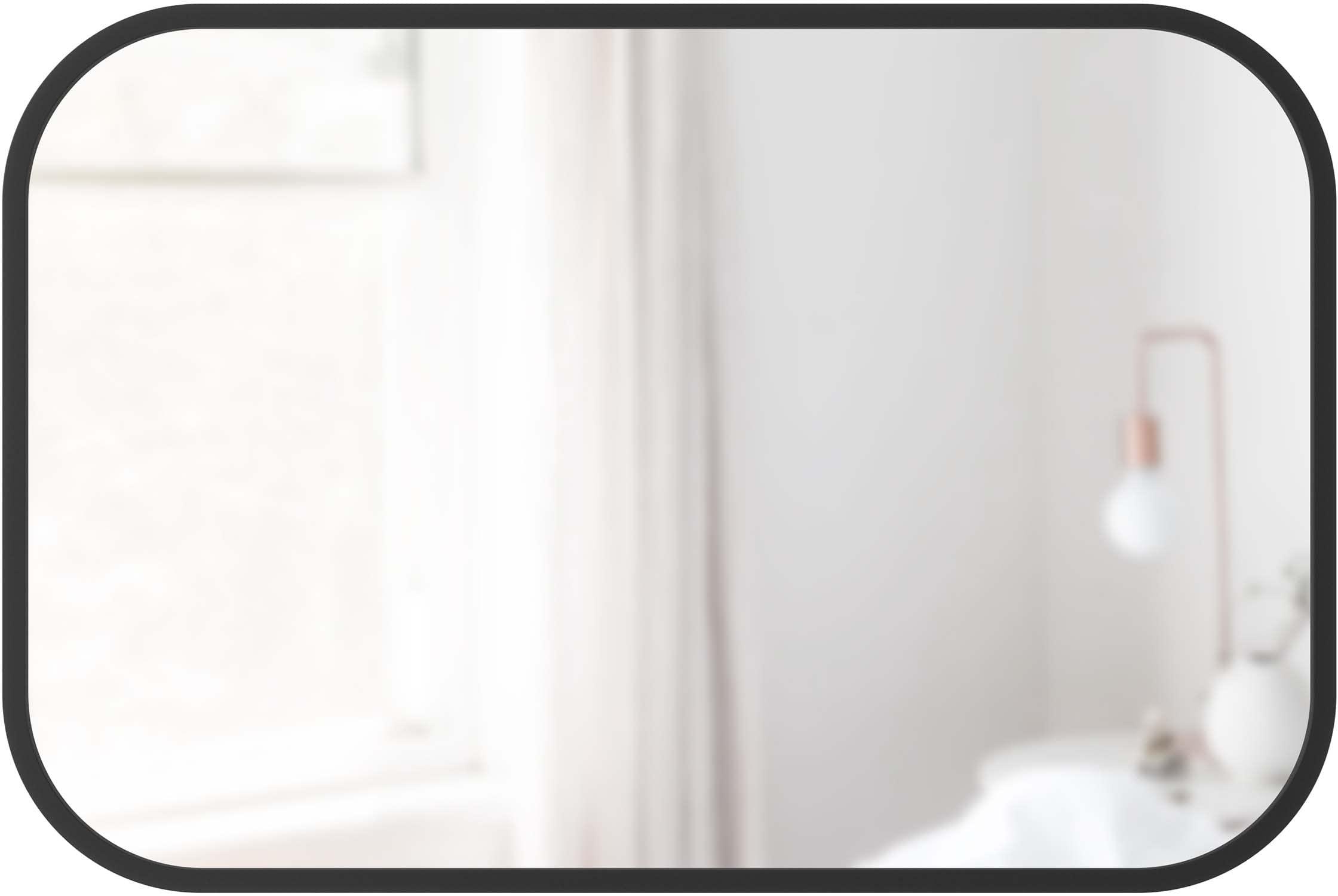 Umbra Umbra Hub Rectangular Wall Mirror with Rubber Frame, Modern Decor for Entryways, Washrooms, Living Rooms, Black