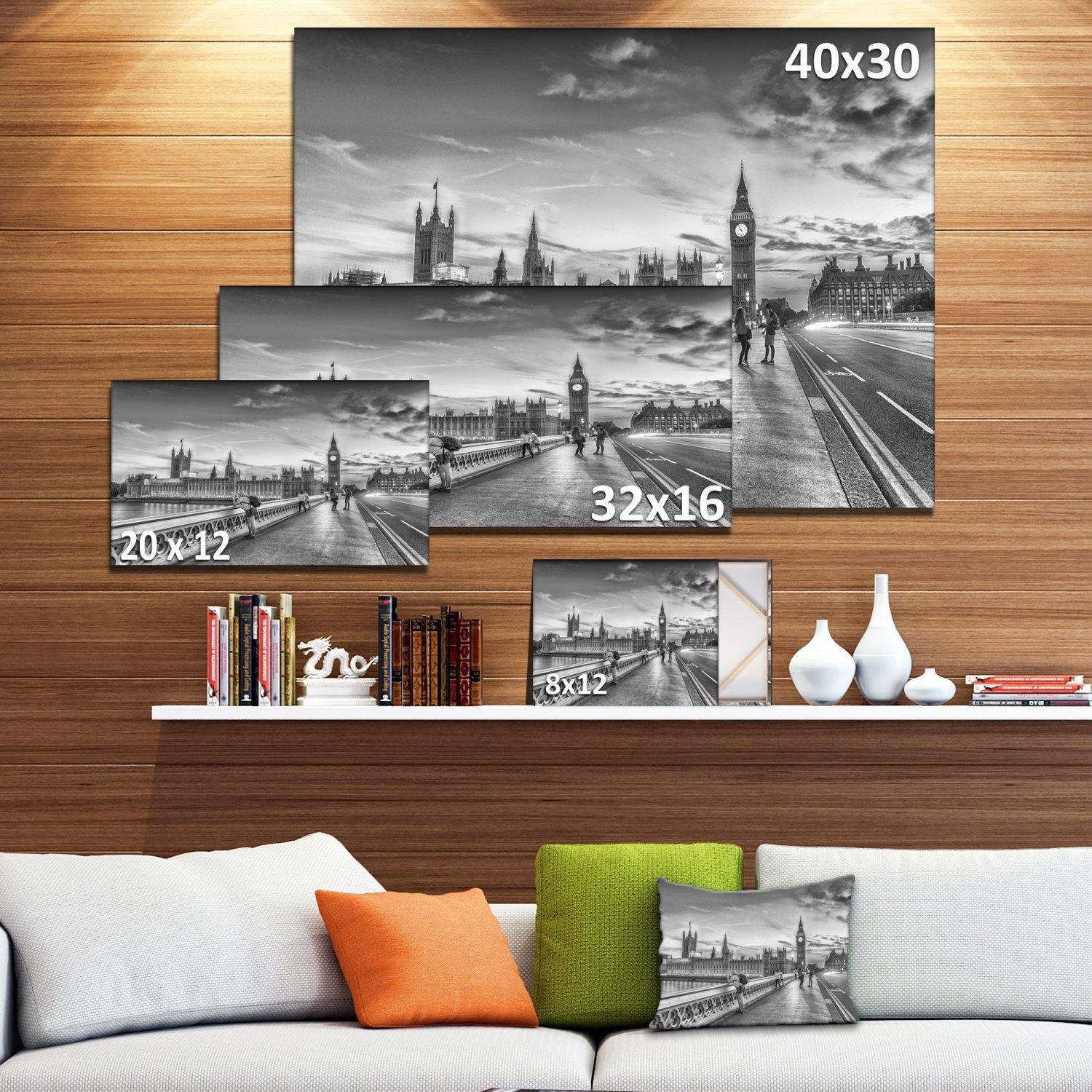 Designart Beautiful Black and White London View Cityscape Canvas Print Art
