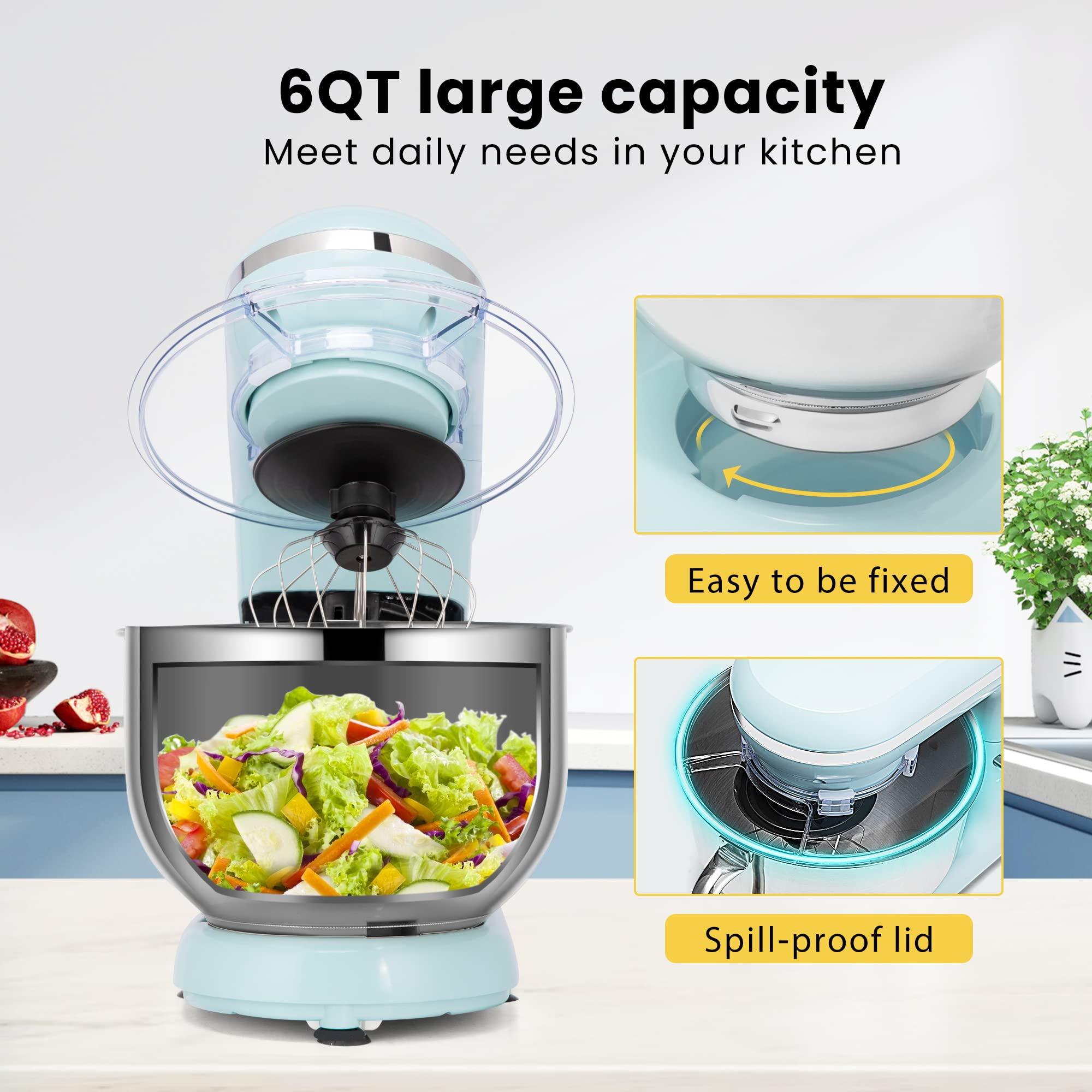 VIVOHOME VIVOHOME Stand Mixer, 660W 10 Speed 6 Quart Tilt-Head Kitchen Electric Food Mixer with Beater, Dough Hook, Wire Whip and Egg Separator, Blue