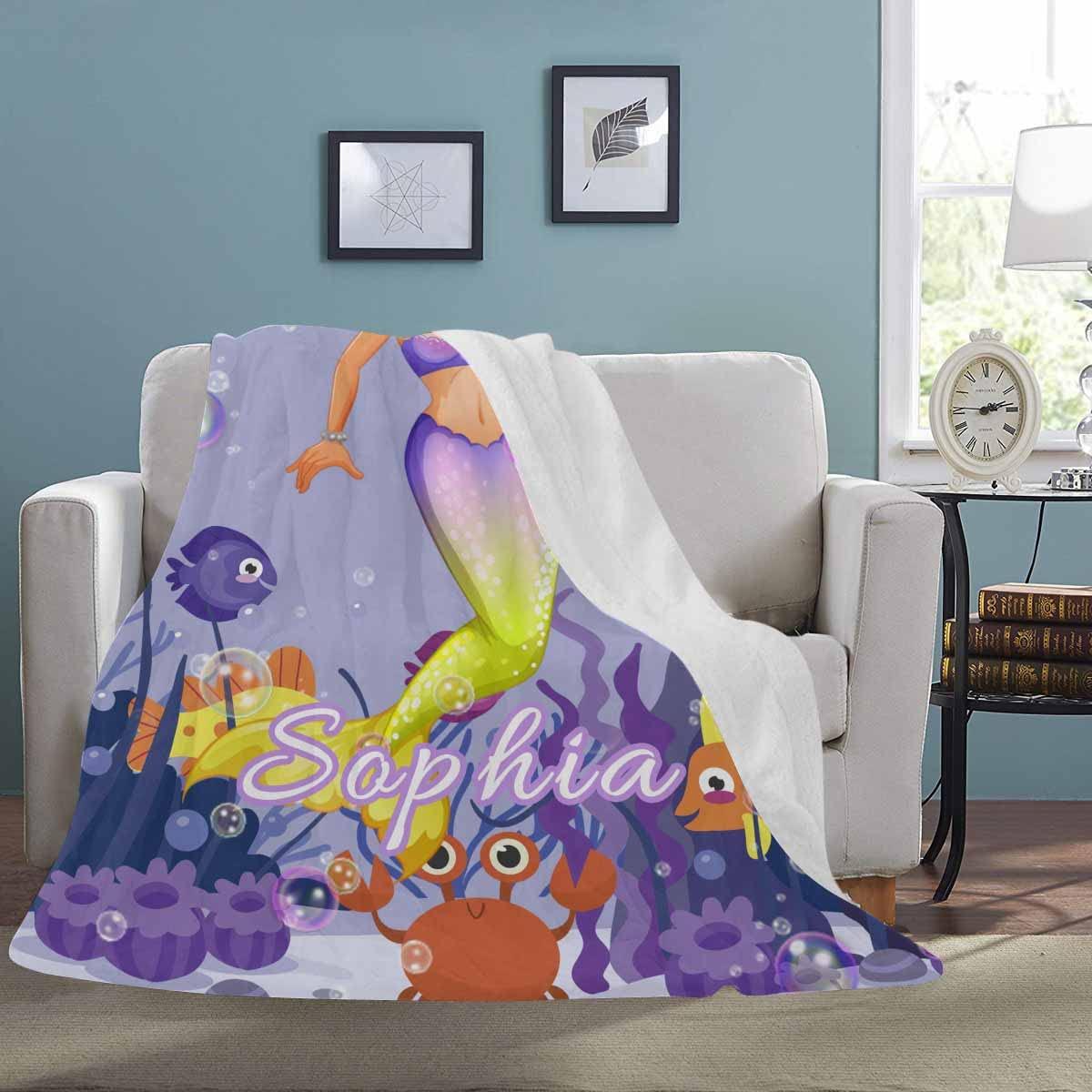 YESCUSTOM YESCUSTOM Personalzied Photo Blanket for Baby Girls Custom Mermaid Blanket Throw Blanket for Kids Girls Adults 60\"x80\"Inch-Made in USA