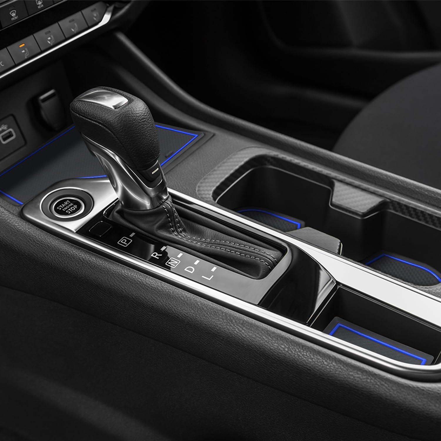 KENTUTO KENTUTO for Nissan Sentra Accessories 2025 2024 2023 2022 2021 2020 Custom Cup Holder Insert Liners Center Console Liners Interior Door Pockets Rubber Pad Mat Kit (Blue Trim)