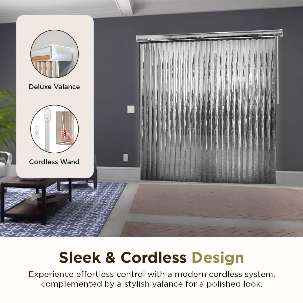 BlindDen BlindDen - Vinyl Vertical Window Blinds for Home - Vertical Blinds for Sliding Glass Doors - Silver - (48" W x 46" H)