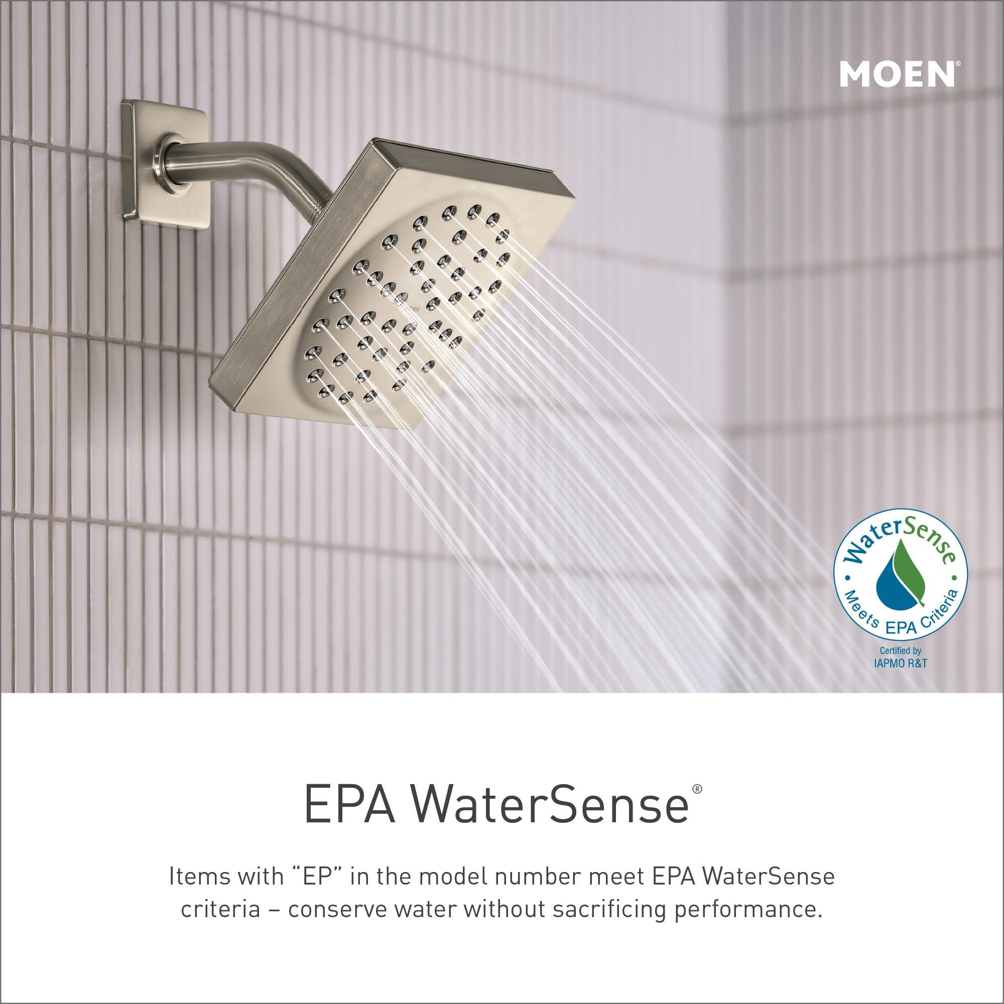 Moen Moen Align Brushed Nickel Eco-Performance Posi-Temp Pressure Balancing Modern Tub and Shower Trim Kit, Featuring Shower Head, Lever Handle, and Tub Spout, Valve Required, T2193EPBN