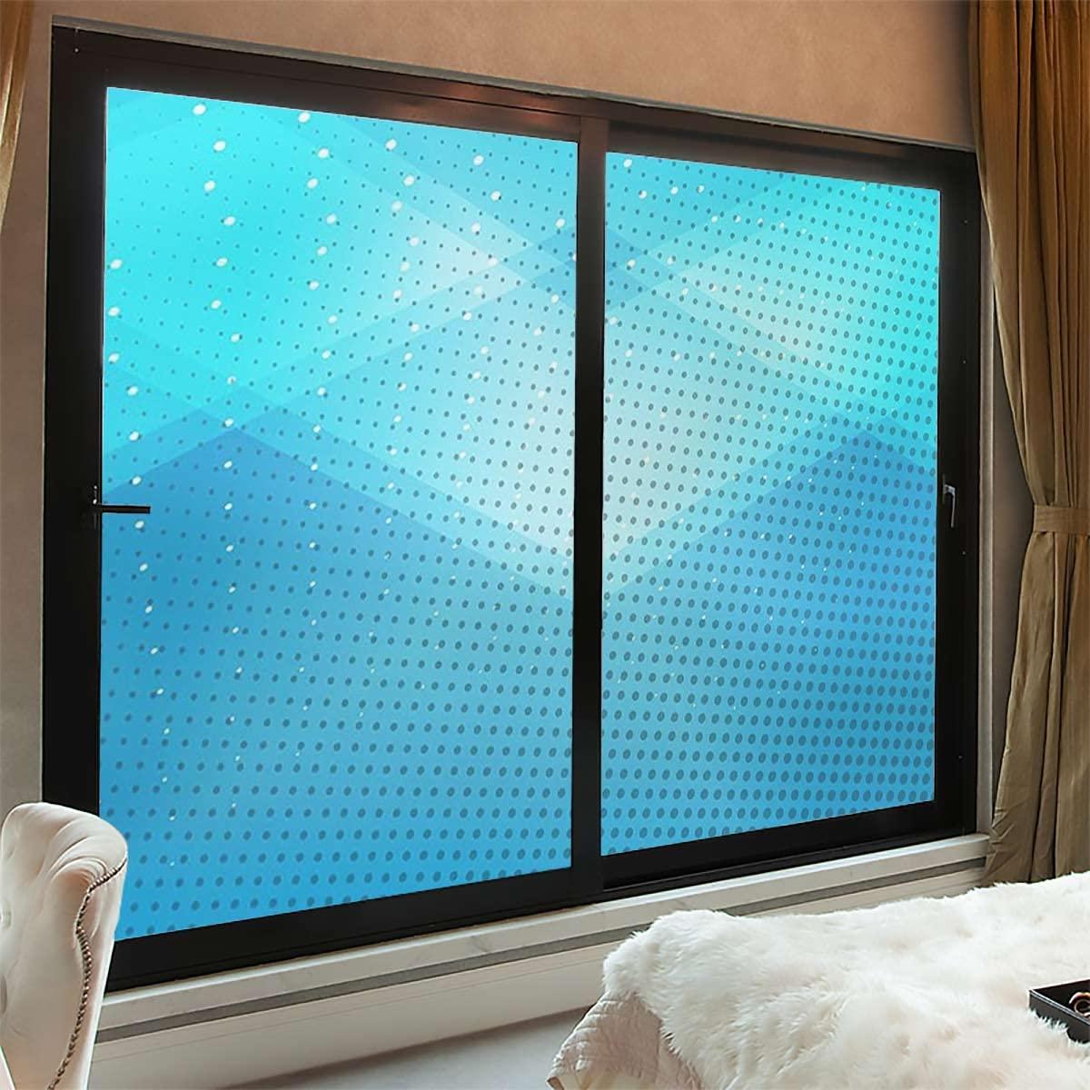Generic Multicolor Window Film Privacy, Non Adhesive Frosted Glass Film, for Door Home Bathroom Office, Gradient Little Geometric Background Frosted Glass Film 35.4Wx55.1L-inch x2 Pcs