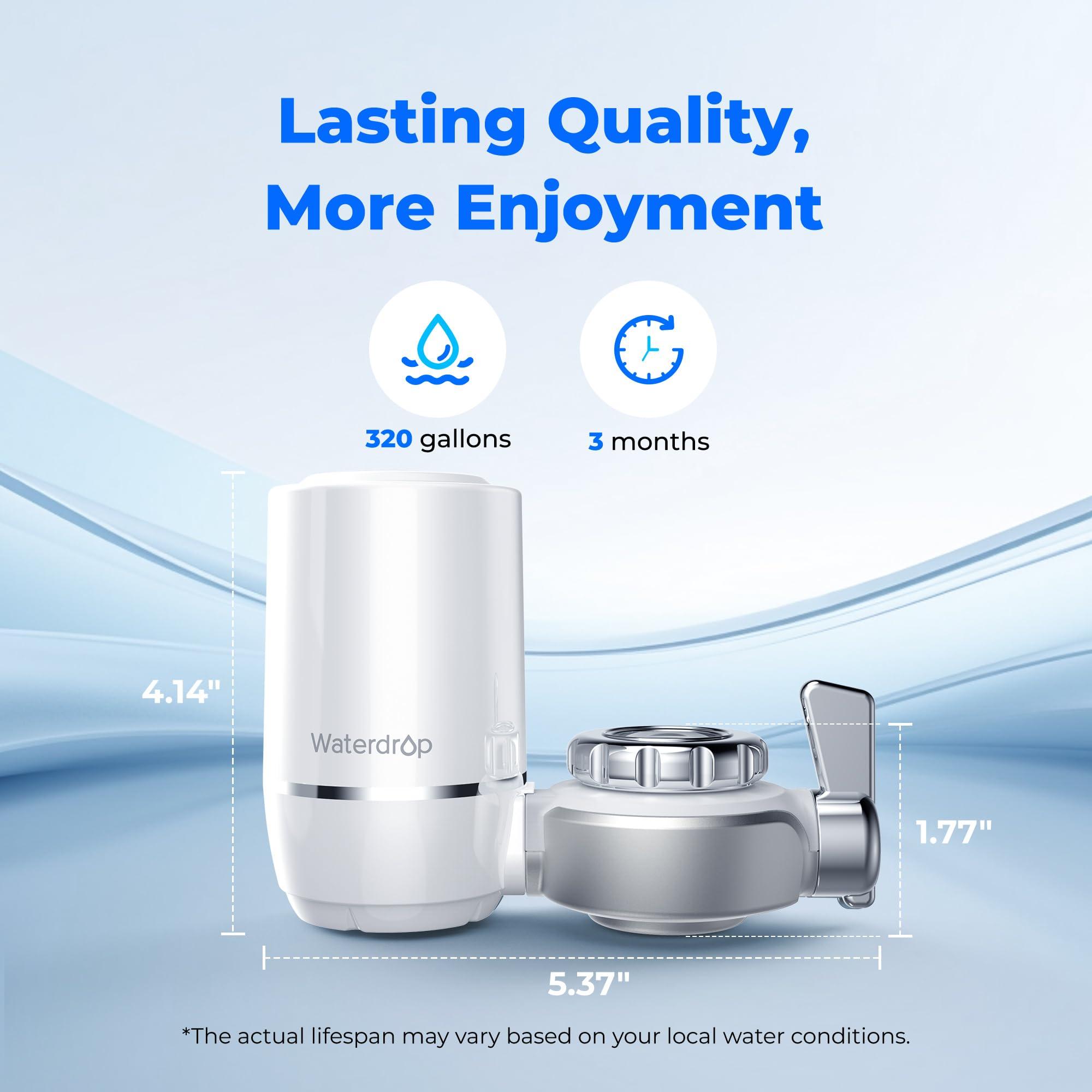 Waterdrop Waterdrop Water Filter for Sink Faucet, NSF Certified Water Purifier, 320 Gallon Tap Water Filter for Kitchen Sink, Reduces Chlorine, Lead-Free Material, Faucet Mount Water Filtration System, 1 Filter