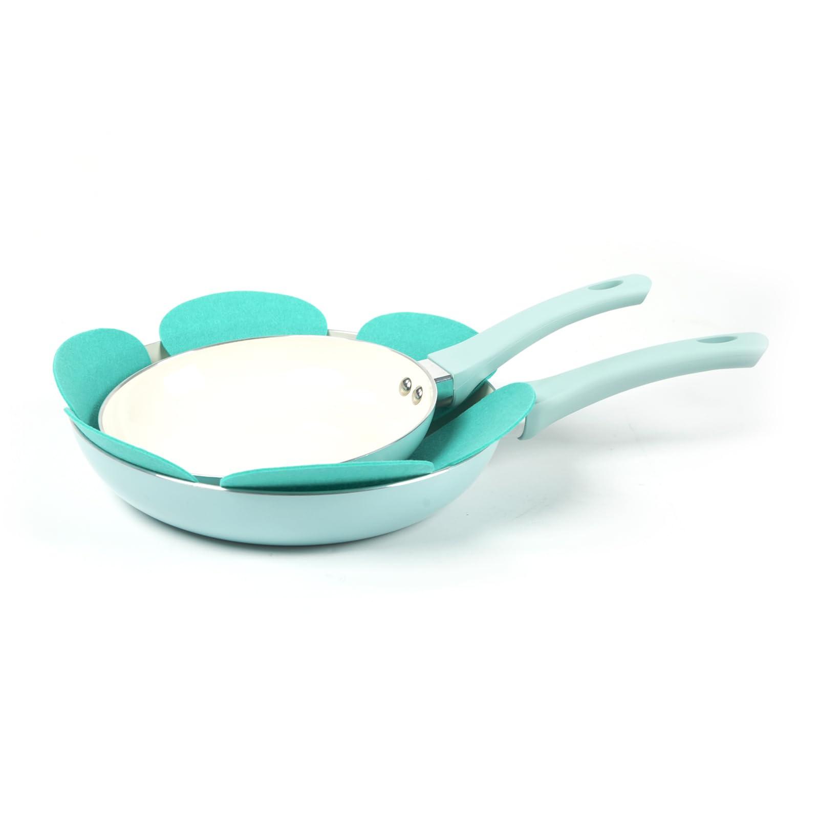 HAWOK HAWOK Kitchen Ceramic Non-stick coating Induction Cookware Sets - 15 Piece pressed Aluminum Pots and Frying Sauce Pans Set with BAKELITE Handles and Glass Lids, PFAS-Free