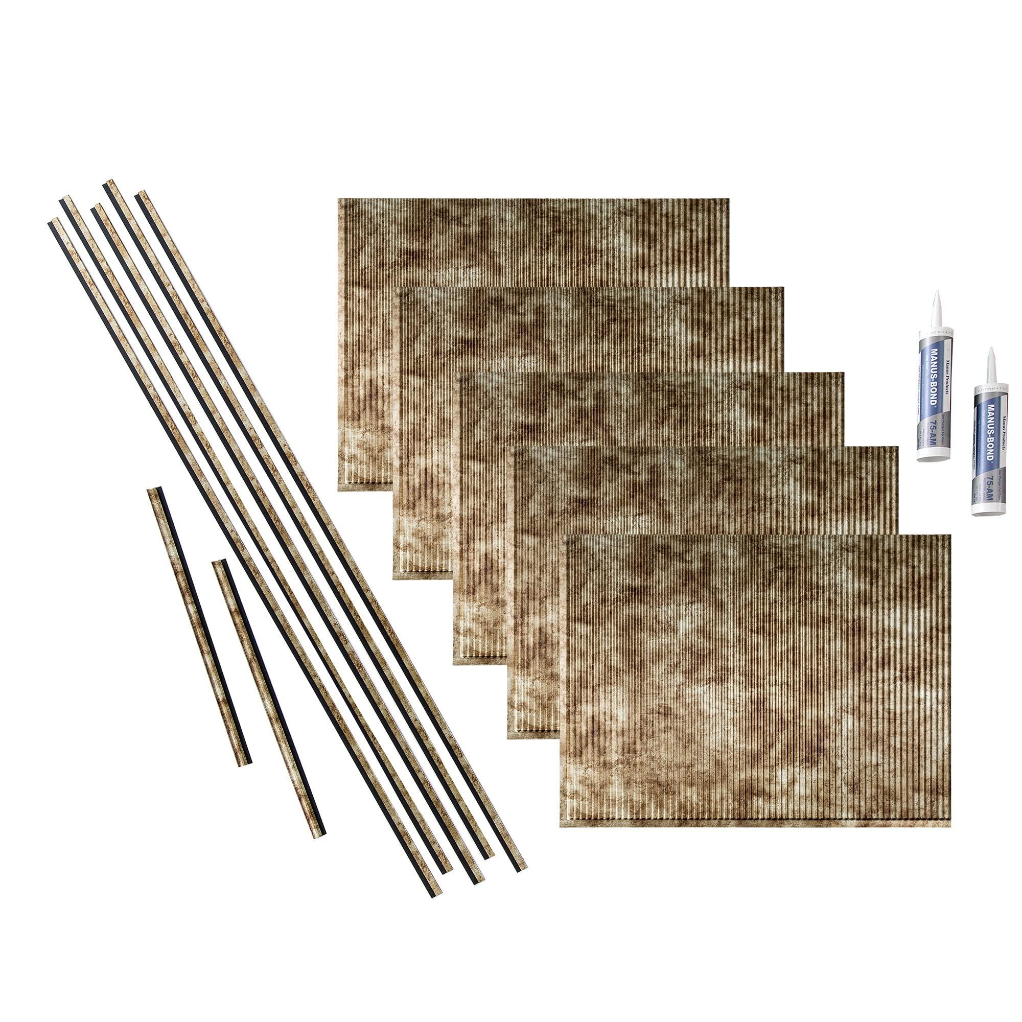 FASDE FASDE Rib Decorative Vinyl Backsplash 15 sq ft Kit in Bermuda Bronze