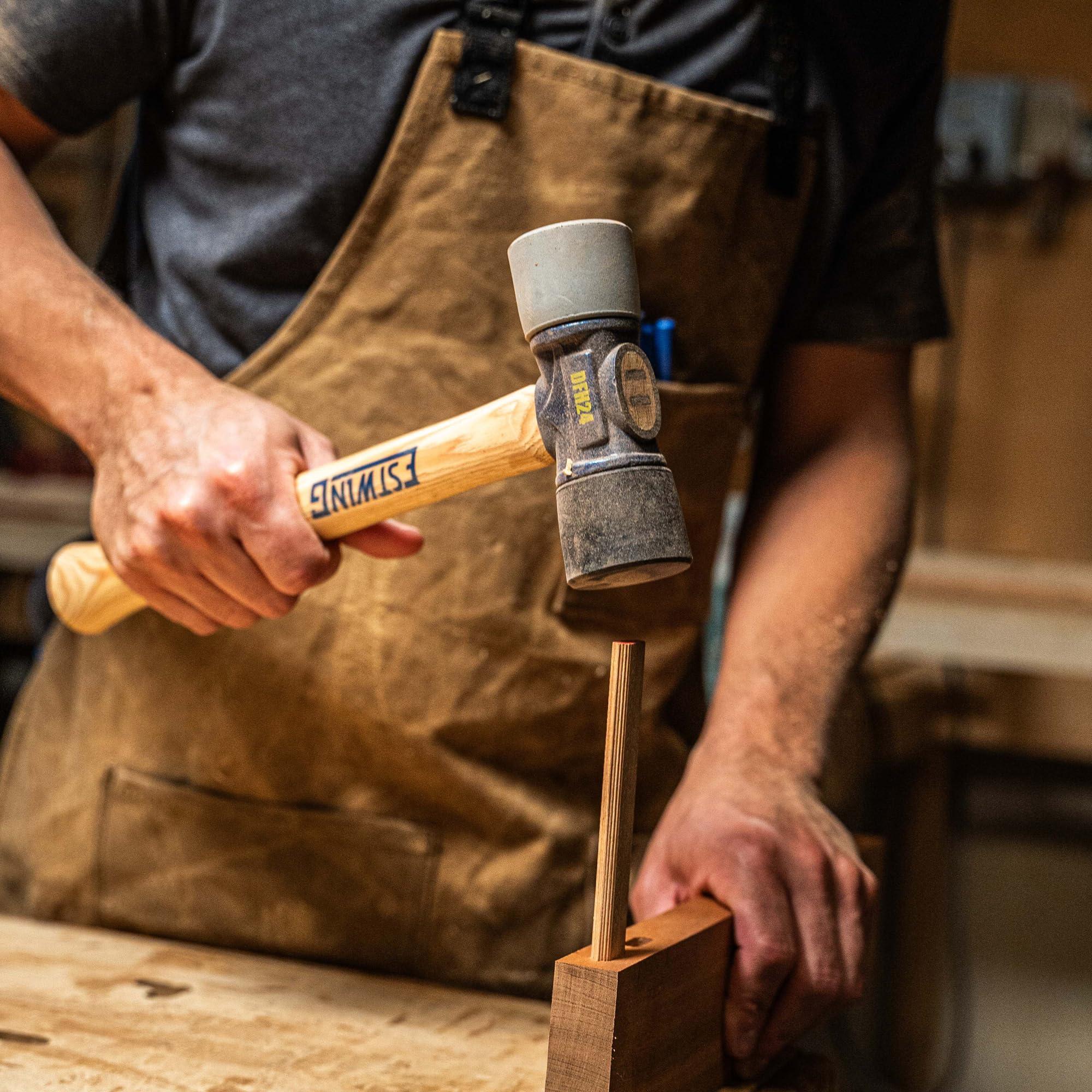 Estwing ESTWING Rubber Mallet - 24 oz Double-Face Hammer with Soft/Hard Tips & Hickory Wood Handle - DFH24