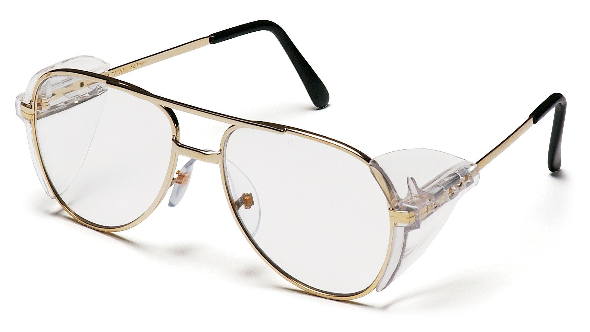Pyramex Safety Pyramex Pathfinder Aviator Safety Glasses with Gold Frame and Clear Lens