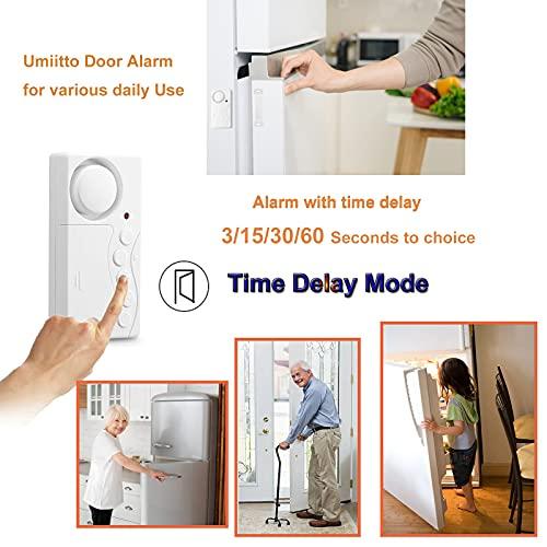 Umiitto Fridge Door Alarm with Delay Upgrade 3/15/30/60 Seconds Security Window/Door Alarm for Home Safety Loud 108dB Freeze Door Open Chime Refrigerator Alert (1 Set)