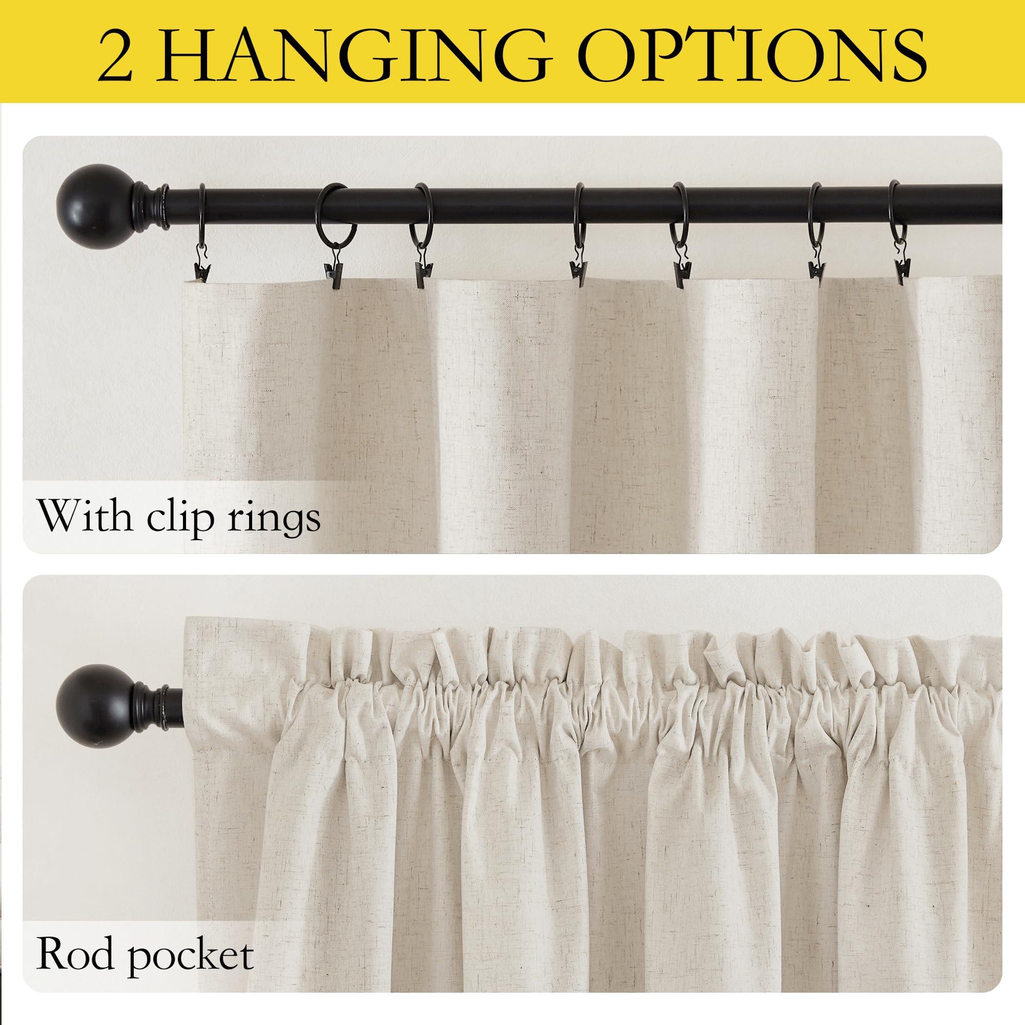 NICETOWN NICETOWN Natural 100% Blackout Linen Curtains 84 inches Long Burg 2 Panels Set for Bedroom, 52" Wide, Farmhouse Thick Completely Blackout Window Treatment Thermal Insulated Drapes for Living Room