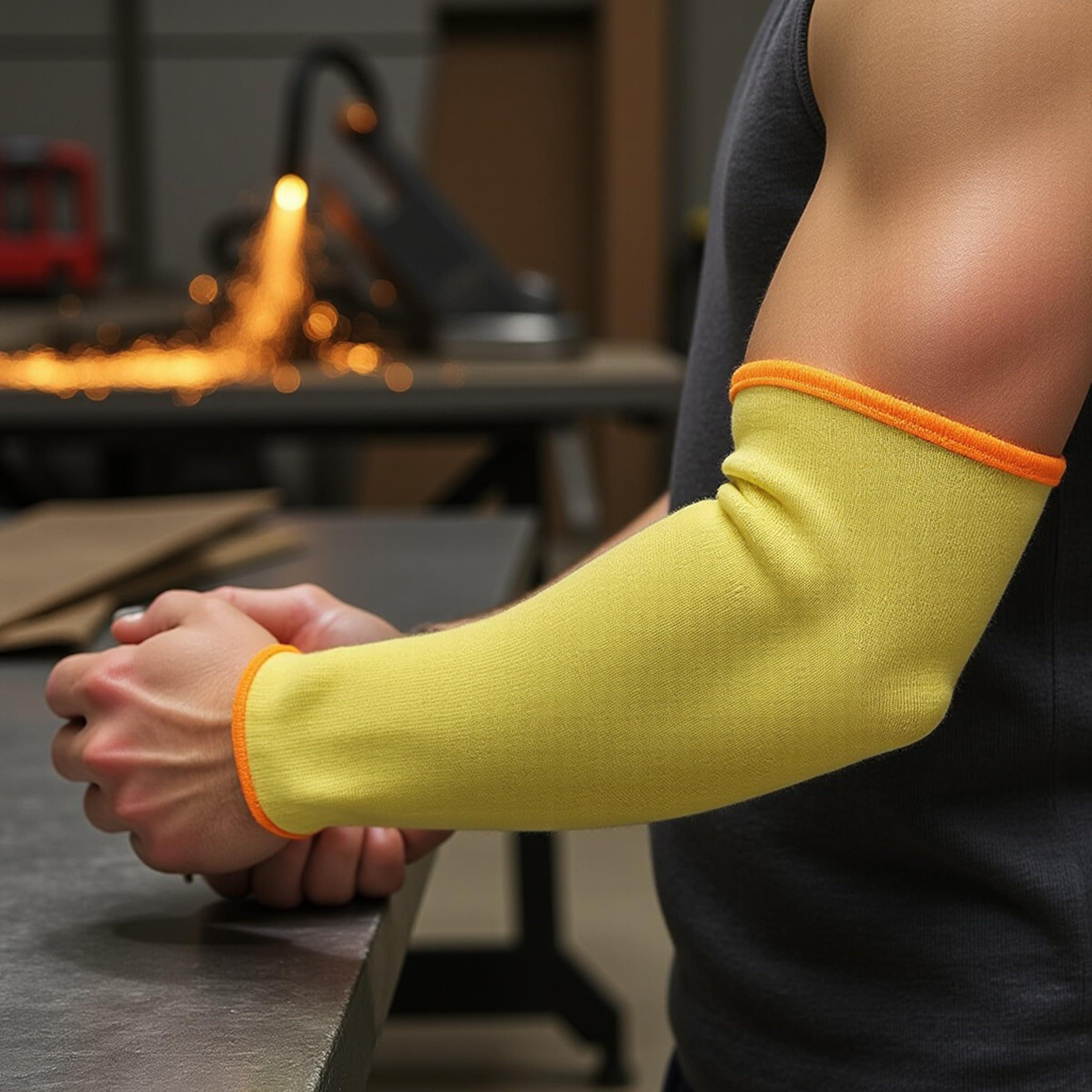 G & F Products G & F 58126-6 100% Kevlar 18-Inch Cut Resistant Knit Sleeve without Thumb Hole, Yellow, Sold by 6-piece pack