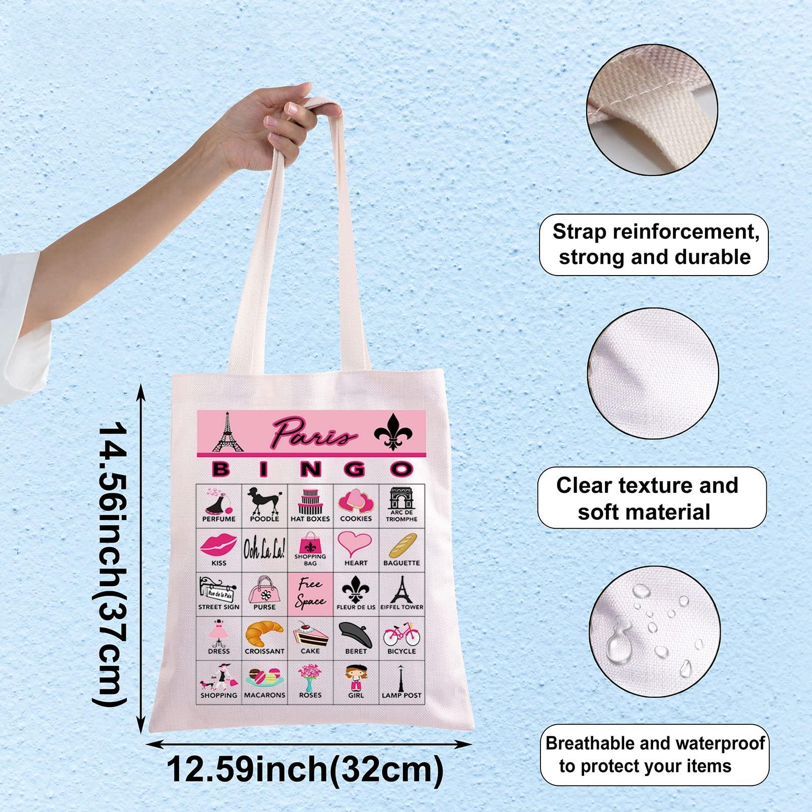 WZMPA WZMPA Paris Bingo Game Tote Bag Paris Lover Gifts Paris Canvas Tote Bag Paris Reusable Shopping Bag For Women Girls (Paris Bingo TG)