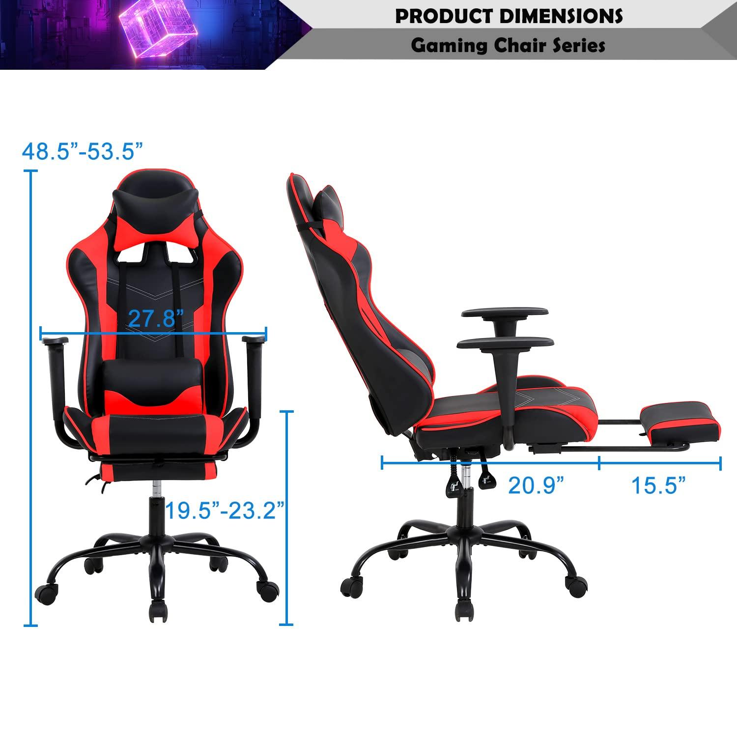 YIQIEDEY Gaming Chair, Video Game Chair, Cheap Computer Gaming Chair PU Leather High Back PC Gaming Chair Ergonomic Racing Swivel Office Desk Chair with Headrest and Lumbar Support for Adults Kids Red
