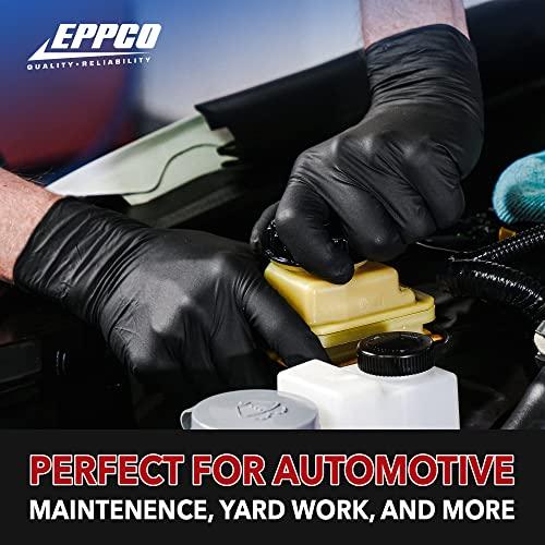EPPCO EPPCO Grease Bully 6-Mil Black Nitrile Gloves Disposable Powder Free, Latex Free Textured Superior Grip Glove for Mechanics, Auto-Motive, Industrial Work, Medium, Box of 100