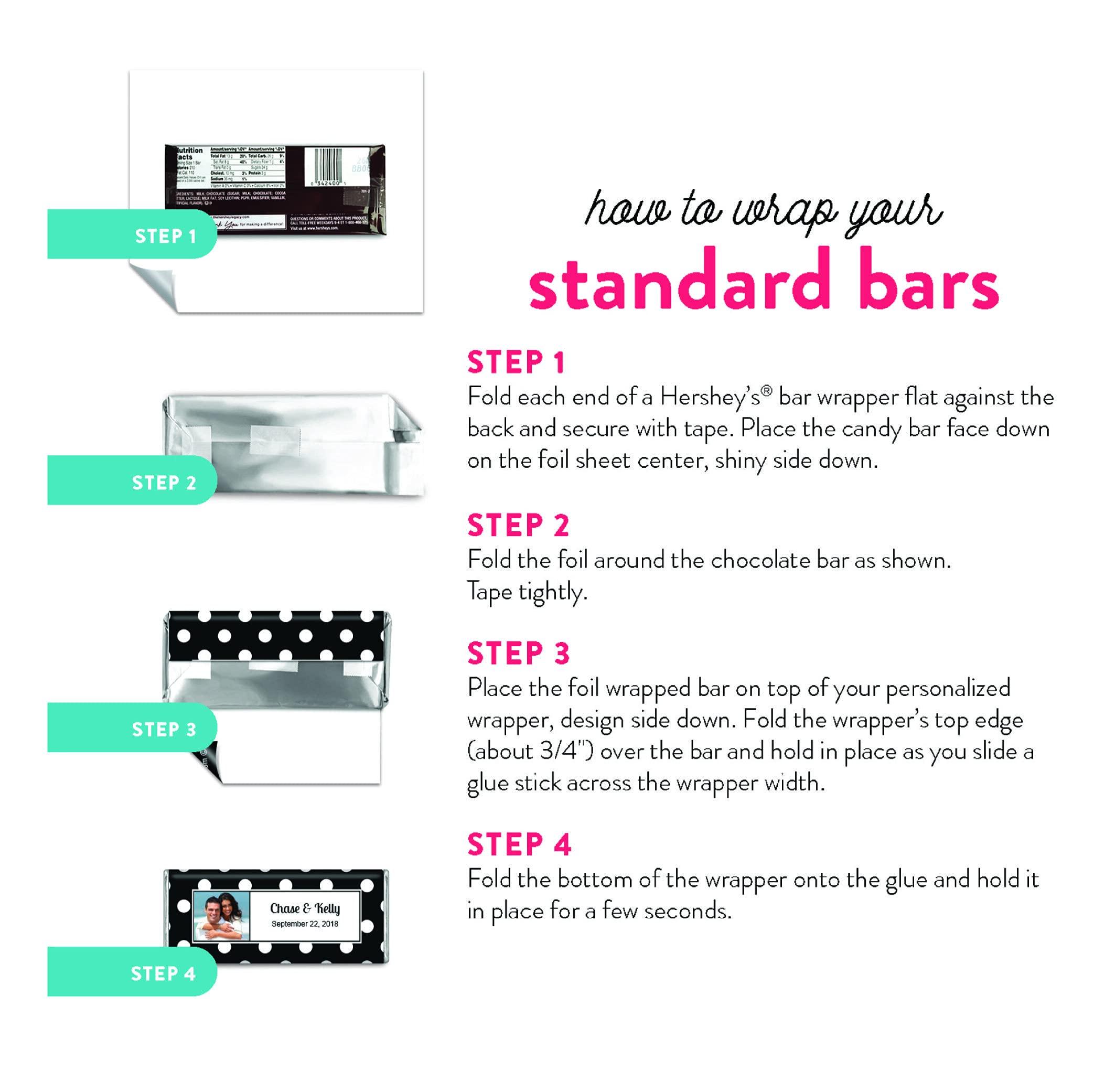 Just Candy 25ct Wedding Favors Personalized Candy Bar Wrappers with Photo - Taupe