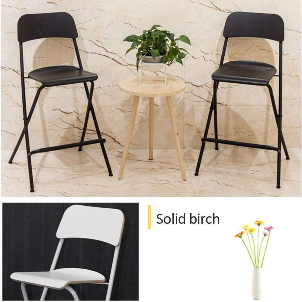 GDHY GDHY Folding BarStools Metal Kitchen Bar Chairs with Back Wooden Seat Counter Bar Stool 25 Inch High Collapsible Bar Stool Chairs (Black/White)