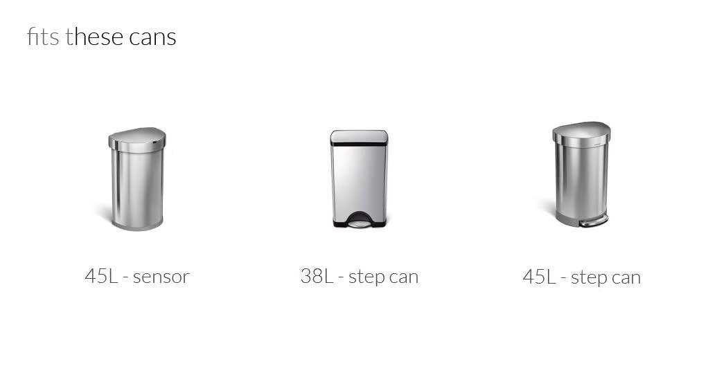 simplehuman simplehuman Code J 100 Count, Genuine Custom Fit Liners, Drawstring Trash Bags in Dispenser Packs, 30-45 Liter / 8-12 Gallon, White