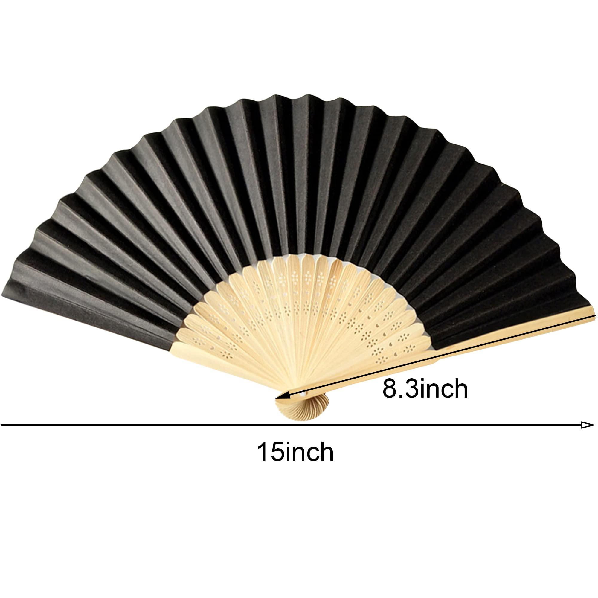 DFDG 95PCS Black Personalized Folding Hand Fans Bulk Customized Hand-held Paper Fans for Birthday Party, Wedding and Home Decoration Personalized Custom Hand-held Fans for Guests