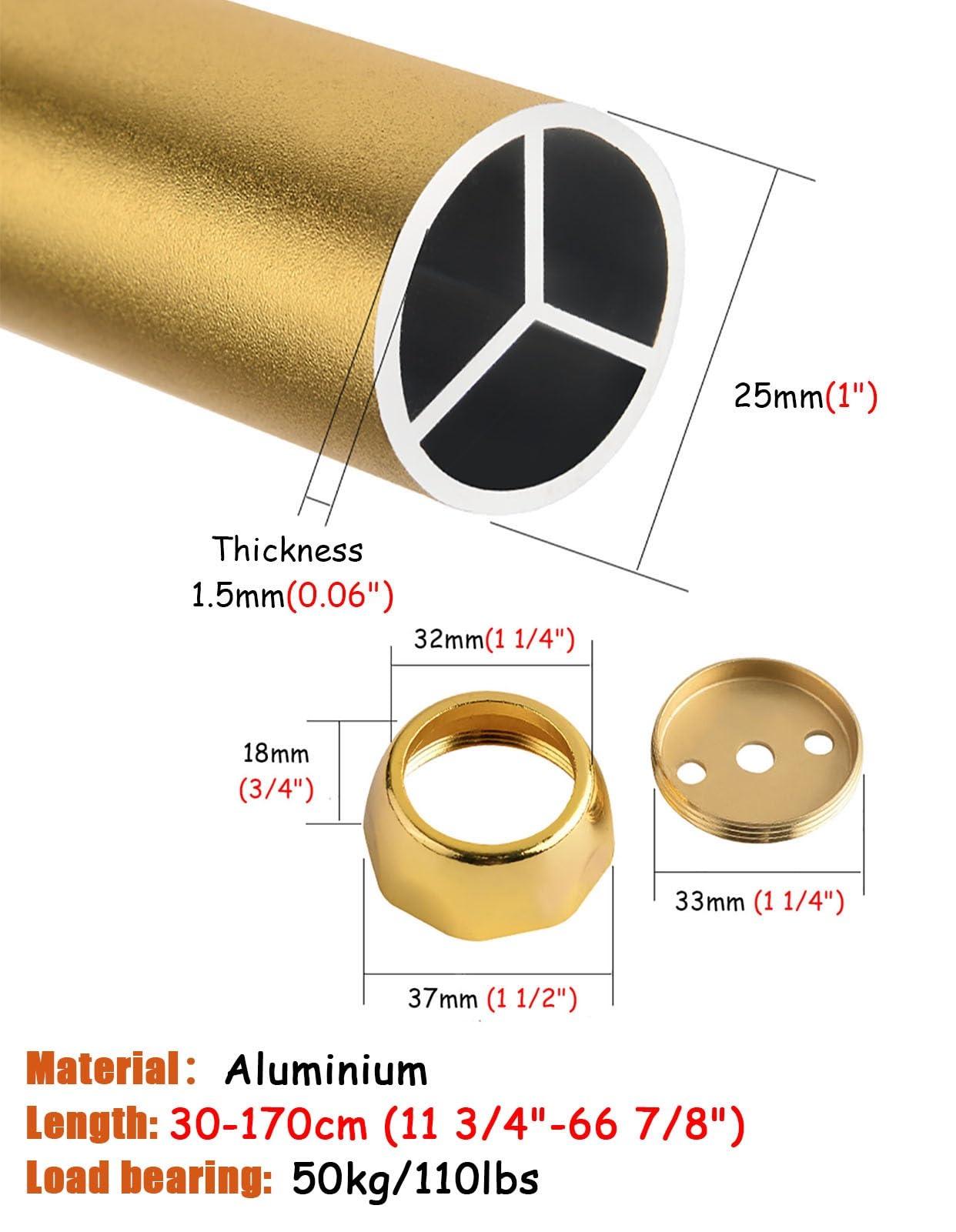 Oracra Closet Rod Champagne Gold Closet Rods and Brackets, Heavy Duty Hanging Clothes Rack, 17 18 24 29 30 32 36 48 50 Inch Removable Clothing Valet Pole Bar,(Champagne,35cm(13 3/4"))