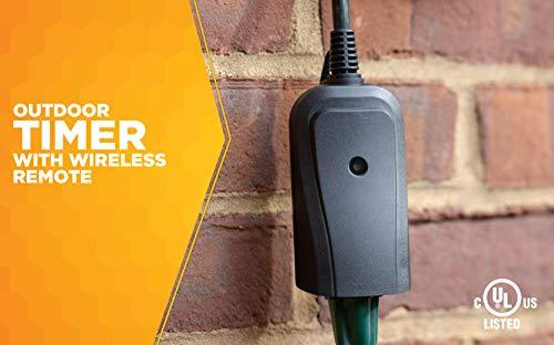 Woods Woods 32555WD Weatherproof Outdoor Electrical Outlet Switch, Wireless Remote Control Plug In, 100 ft Control Range, Weatherproof Remote Control Converter, 60-ft Frequency Range, 1 Pack, Black