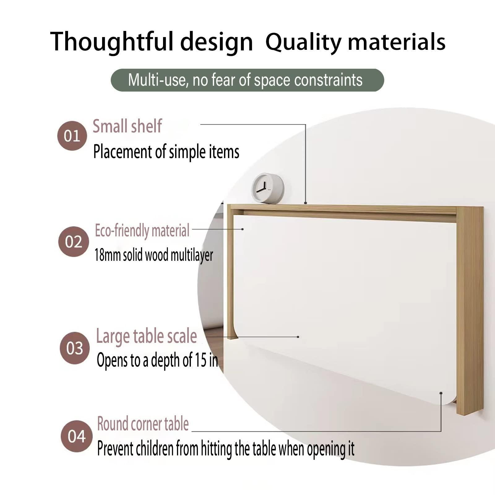 TCOYDS TCOYDS Wall-Mounted Desk Modern Solid Wood Folding Wall-Mounted Desk Computer Folding Table Computer Desk Dresser Computer Desk Foldable Desk Small Space Easy to use Does not Occupy Space