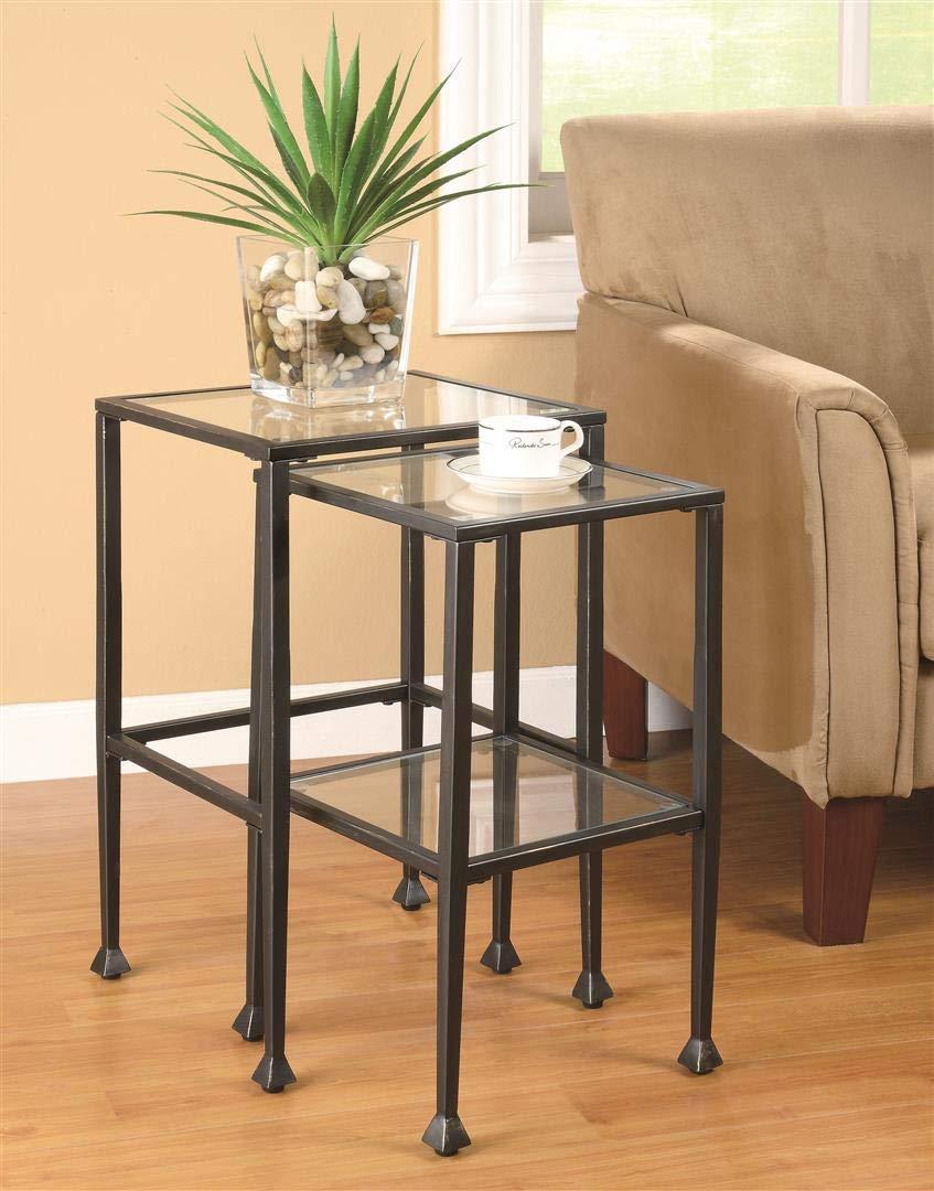 Coaster Home Furnishings Coaster Home Furnishings Leilani 2-Piece Glass Top Nesting Tables Black