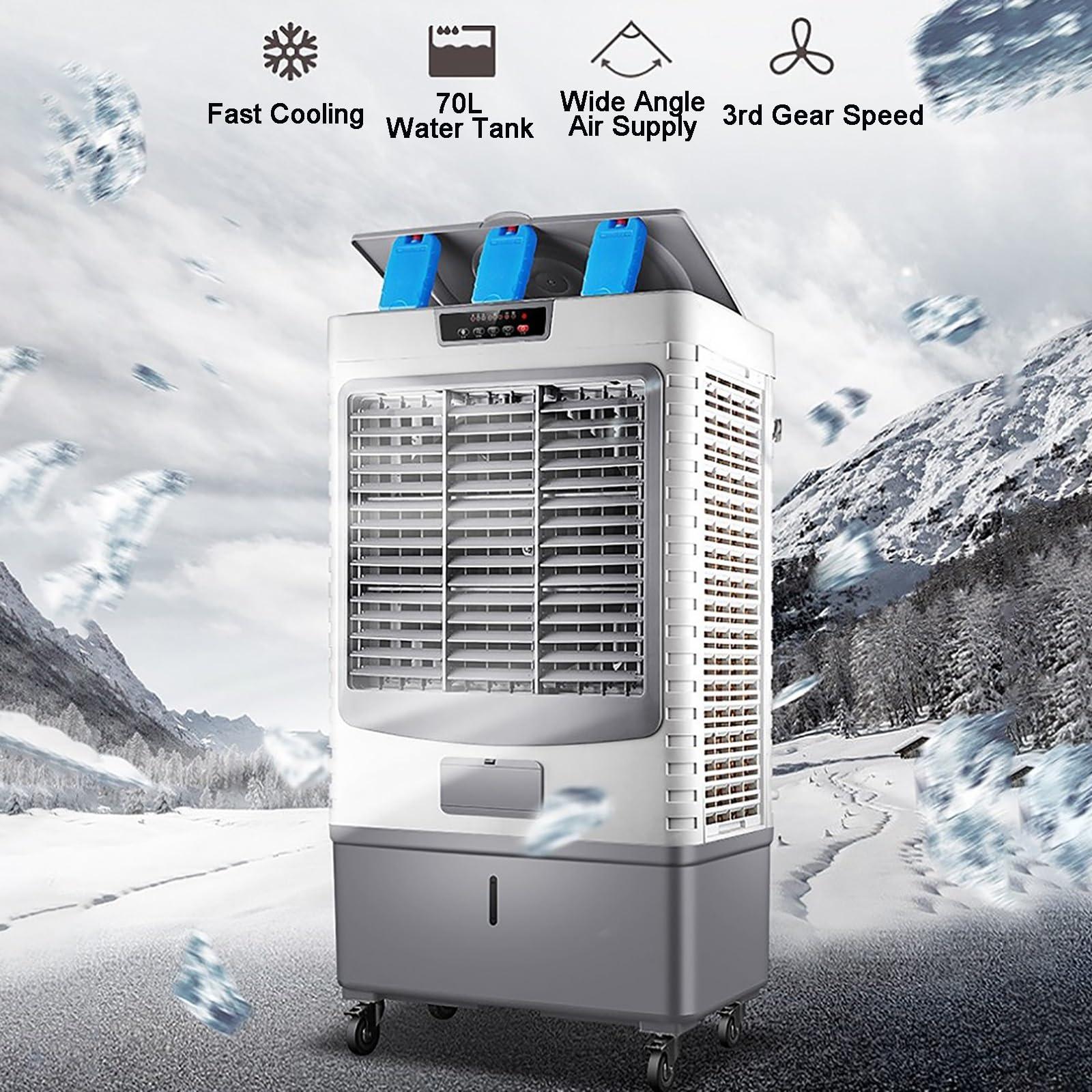 Yqyc Yqyc Industrial Strength Fan Cooler for Commercial, Office, Home - Portable Evaporative Air Cooler, Large Air Volume Industrial Air Conditioning Fan Water Cooling Fan and Caster Wheels with Brakes