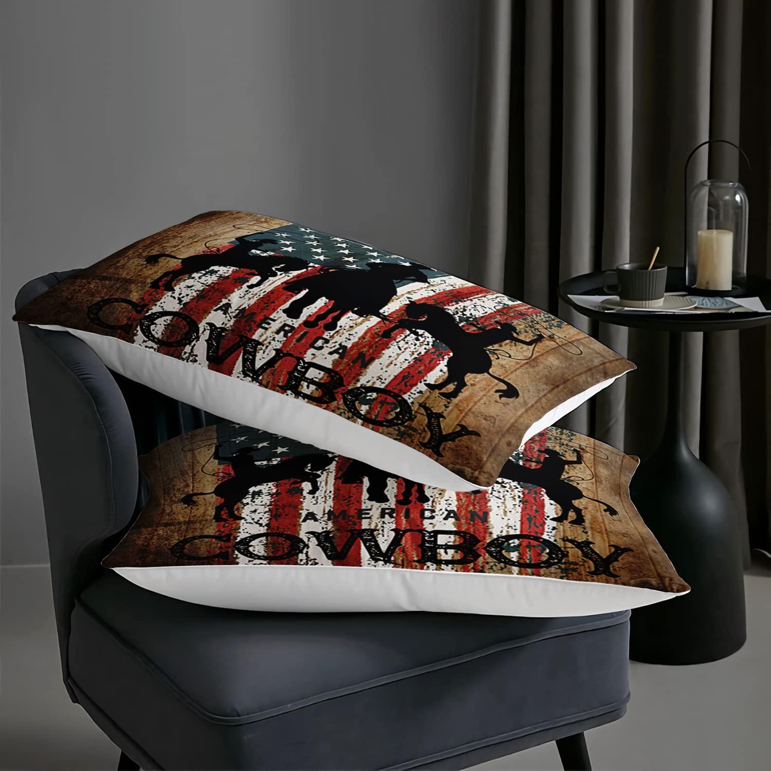 AILONEN AILONEN Western Cowboy Comforter Set for Kids Boys Teens, Rodeo Cowboy Riding Bull with Old Ranching Rope Bedding Set Full Size United States Retro Country Style,3-Piece,1 Quilt and 2 Pillowcases