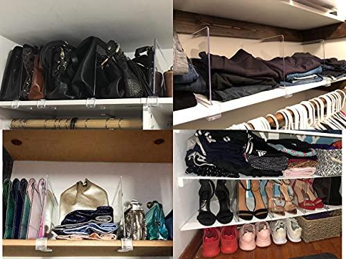 Cq acrylic Acrylic Closet Shelf Dividers - Clear Organizer for Wood Shelves,Purses and Clothes Separation,Ideal for Kitchen and Bedroom Storage,Sweater Dividers, Handbag and Clothing Organizer,Pack of 6