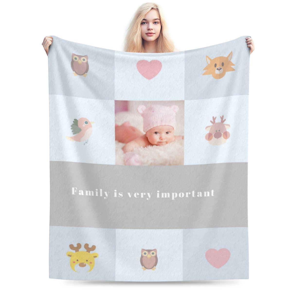 Yhbtgvrce Yhbtgvrce Customized Blanket, Using Photos of Family, Friends, Couples Or Pets, Personalized Blankets for Girlfriend Boyfriend Dad Mom Friend, Custom5, 60\"x80\"