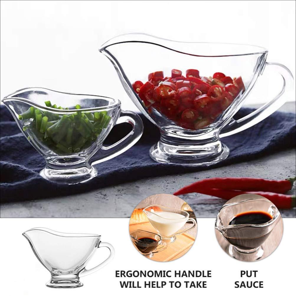 UUNVTOSU UUNVTOSU Coffee Creamer 2pcs Glass Gravy Sauce Boat with Handle 220ml Clear Crystal Seasoning Cup Honey Jam Jar Salad Dressing Server Pourer Condiment Dispenser Serving Utensils Coffee Syrup Jars